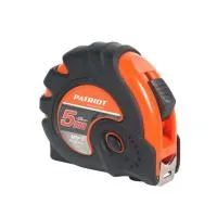 Рулетка PATRIOT MTP-5, ударопрочный корпус, обрезиненная, 5 м